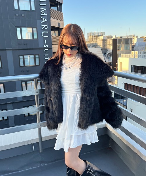 VIBGYOR（ヴィブジョー）の「OT フェイクファージャケット(se)（その他アウター・レディース・ブラック/ホワイト/ベージュ・FREE）」の15枚目の写真