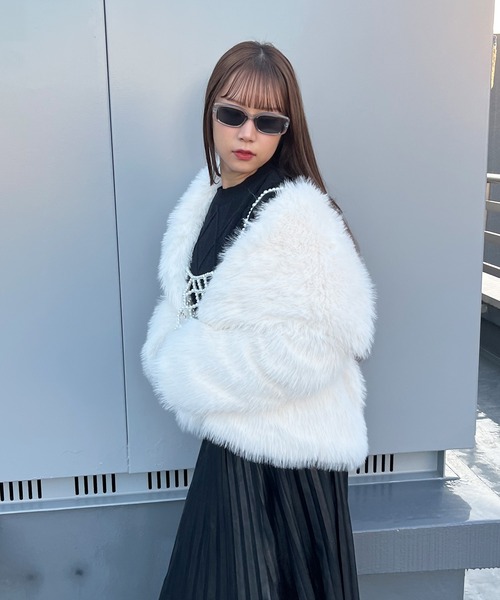 VIBGYOR（ヴィブジョー）の「OT フェイクファージャケット(se)（その他アウター・レディース・ブラック/ホワイト/ベージュ・FREE）」の18枚目の写真