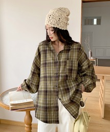 25SS春新作/オーバーサイズチェック柄シャツ
