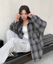 25SS春新作/オーバーサイズチェック柄シャツ