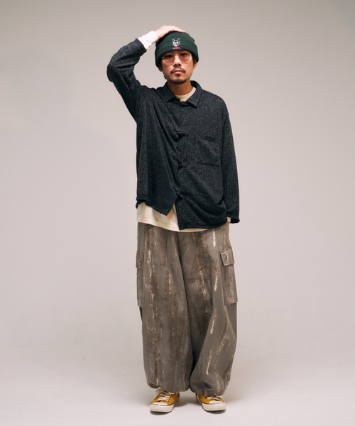 EFFECTEN（エフェクテン）の「【EFFECTEN】 China Knit Shirts（ニット/セーター・メンズ・レッド/ブラック/グレー・FREE）」の4枚目の写真