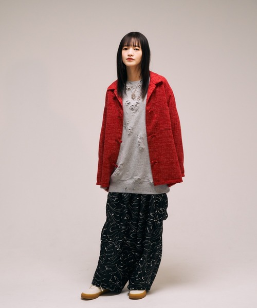 EFFECTEN（エフェクテン）の「【EFFECTEN】 China Knit Shirts（ニット/セーター・メンズ・レッド/ブラック/グレー・FREE）」の8枚目の写真