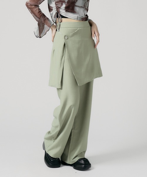 Chick（チック）の「Wrap Skirt with Slacks / 巻きスカート風 レギュラースラックス（スラックス・レディース・グレー/ブラック/ナチュラル・FREE）」の18枚目の写真