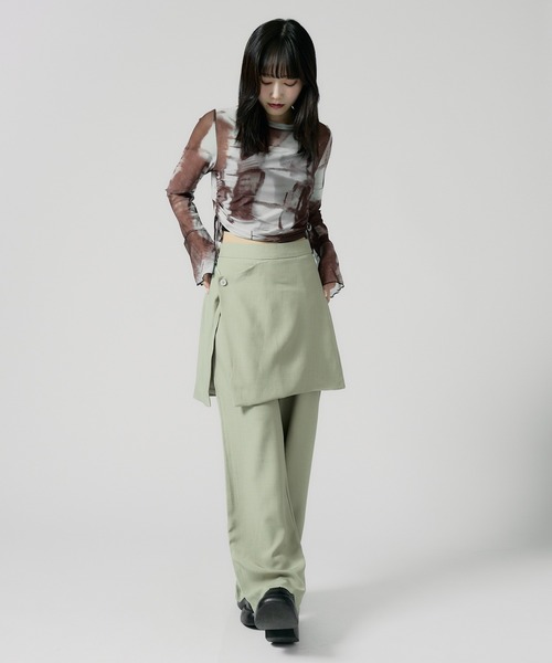 Chick（チック）の「Wrap Skirt with Slacks / 巻きスカート風 レギュラースラックス（スラックス・レディース・グレー/ブラック/ナチュラル・FREE）」の20枚目の写真