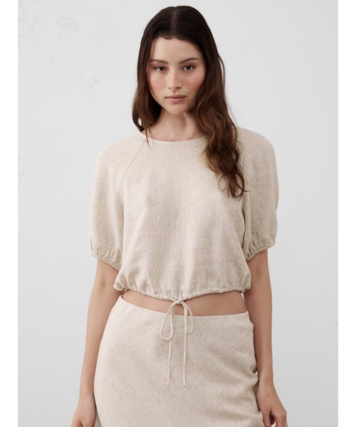 BANANA REPUBLIC FACTORY STORE(バナナリパブリック ファクトリーストア)の「BANANA REPUBLIC FACTORY STORE リネンブレンド タイヘムトップス(シャツ/ブラウス・レディース・ブラウン/ピンク/ベージュ・XS/S/M/L)」の2枚目の写真