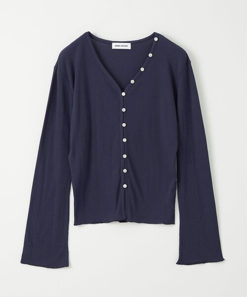 EMMEL REFINES（エメルリファインズ）の「＜EMMEL REFINES＞EM ハリヌキ フライス Vネック カーディガン（カーディガン/ボレロ・レディース・ネイビー/ライム/ピンク・FREE）」の2枚目の写真