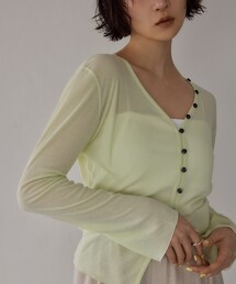 ＜EMMEL REFINES＞EM ハリヌキ フライス Vネック カーディガン