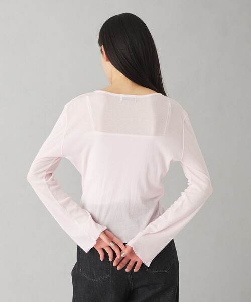 EMMEL REFINES（エメルリファインズ）の「＜EMMEL REFINES＞EM ハリヌキ フライス Vネック カーディガン（カーディガン/ボレロ・レディース・ネイビー/ライム/ピンク・FREE）」の8枚目の写真