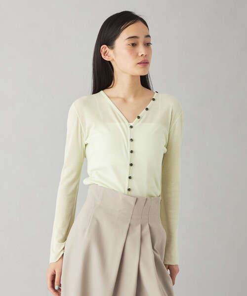 EMMEL REFINES（エメルリファインズ）の「＜EMMEL REFINES＞EM ハリヌキ フライス Vネック カーディガン（カーディガン/ボレロ・レディース・ネイビー/ライム/ピンク・FREE）」の15枚目の写真