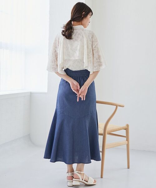 MAJESTIC LEGON（マジェスティックレゴン）の「シアーケープブラウス（シャツ/ブラウス・レディース・グレー/A/ブラック/アイボリー/グレー系その他/ホワイト系その他/ブラック系その他/グレー系その他2/ブラック系その他2・MEDIUM）」の12枚目の写真