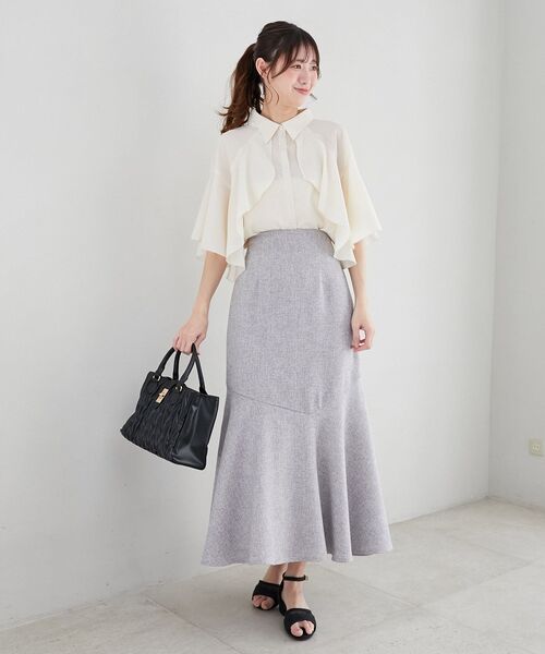MAJESTIC LEGON（マジェスティックレゴン）の「シアーケープブラウス（シャツ/ブラウス・レディース・グレー/A/ブラック/アイボリー/グレー系その他/ホワイト系その他/ブラック系その他/グレー系その他2/ブラック系その他2・MEDIUM）」の20枚目の写真
