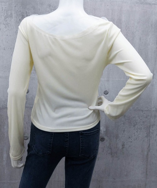Miniministore(ミニミニストア)の「花柄装飾 長袖 リブトップス 韓国風(Tシャツ/カットソー・レディース・ブラック/アイボリー・FREE)」の14枚目の写真