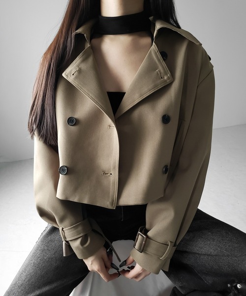 me+em select(ミームセレクト)の「【 2color 】キャンディースリーブショートトレンチコート / candy sleeve short trench coat(トレンチコート・レディース・ブラック/ベージュ・FREE)」の6枚目の写真