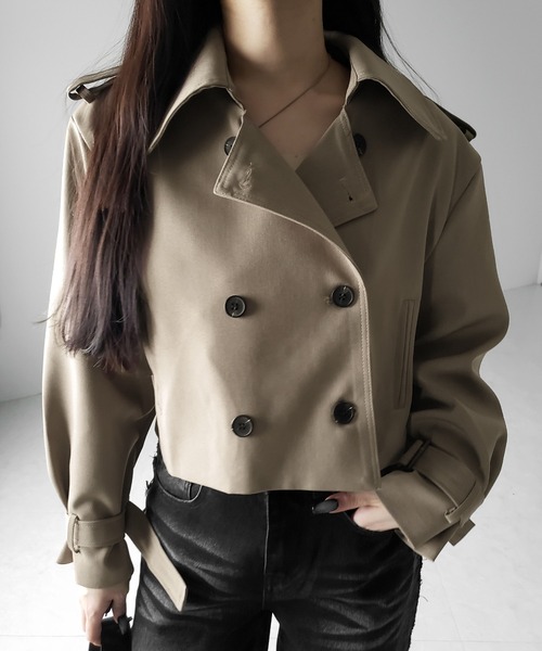 me+em select(ミームセレクト)の「【 2color 】キャンディースリーブショートトレンチコート / candy sleeve short trench coat(トレンチコート・レディース・ブラック/ベージュ・FREE)」の11枚目の写真