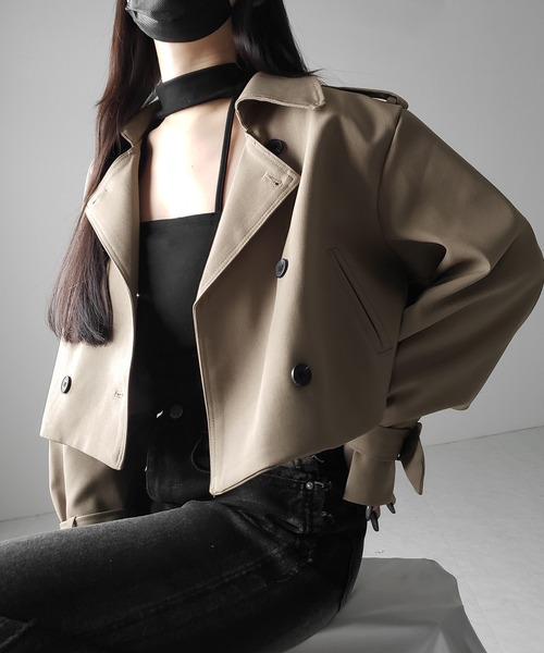 me+em select(ミームセレクト)の「【 2color 】キャンディースリーブショートトレンチコート / candy sleeve short trench coat(トレンチコート・レディース・ブラック/ベージュ・FREE)」の14枚目の写真