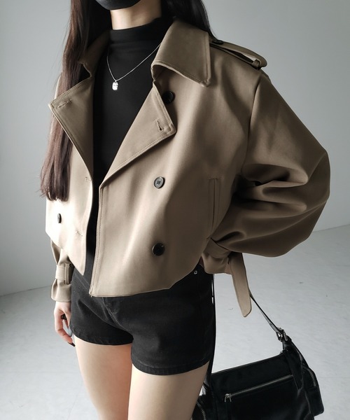 me+em select(ミームセレクト)の「【 2color 】キャンディースリーブショートトレンチコート / candy sleeve short trench coat(トレンチコート・レディース・ブラック/ベージュ・FREE)」の3枚目の写真