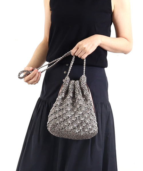 ⭐︎ラブブ⭐︎ Wacky Mart 巾着 Konjac Ball Bag グレー CHIZURI 巾着 巾着ポーチ / artipur COTTAGE CHIZURI×KANKAN