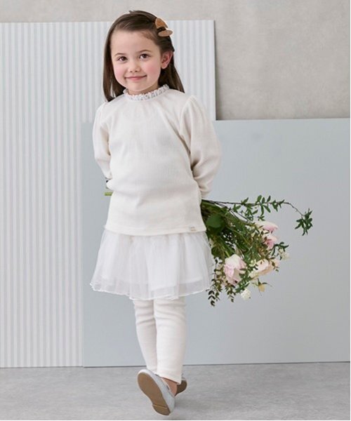 petit main（プティマイン）の「レギンス付きチュールスカート（スカート・キッズ・アイボリー/ブルーグレー/ライトピンク・80ｃｍ/90cm/110cm/100cm/120cm/130cm）」の3枚目の写真