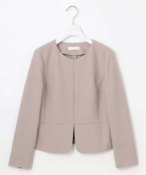 ANY SIS（エニィスィス）の「【UVカット・接触冷感・吸水速乾】スマートビューティストレッチ ペプラムショート ジャケット（ノーカラージャケット・レディース・黄土色系/ライトグレー系/ネイビー系・1/2/3）」の12枚目の写真