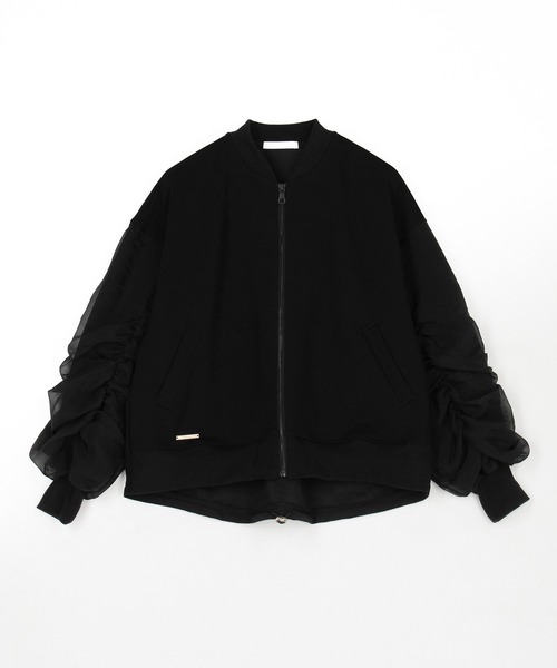 uncrave WHITE アンクレイヴ　ホワイト　シアーブルゾン　黒 ラスターサテン ブルゾン（uncrave WHITE） / uncrave