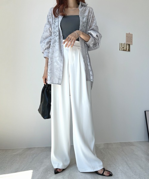 Futier land（フューティアランド）の「ハイウエストダブルボタンスラックス（スラックス・レディース・ピンク/ブルー/ホワイト/ブラック/グレー・LARGE/MEDIUM）」の2枚目の写真