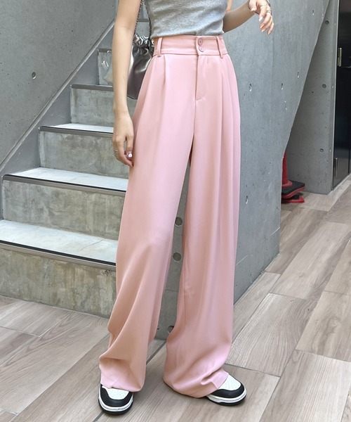 Futier land（フューティアランド）の「ハイウエストダブルボタンスラックス（スラックス・レディース・ピンク/ブルー/ホワイト/ブラック/グレー・LARGE/MEDIUM）」の5枚目の写真