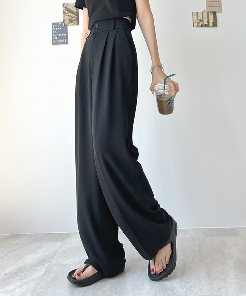 Futier land（フューティアランド）の「ハイウエストダブルボタンスラックス（スラックス・レディース・ピンク/ブルー/ホワイト/ブラック/グレー・LARGE/MEDIUM）」の3枚目の写真