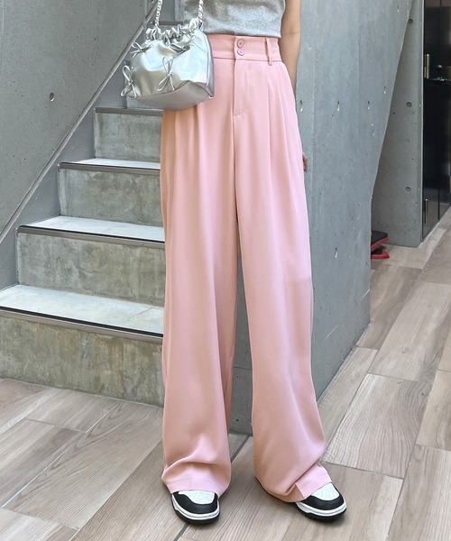 Futier land（フューティアランド）の「ハイウエストダブルボタンスラックス（スラックス・レディース・ピンク/ブルー/ホワイト/ブラック/グレー・LARGE/MEDIUM）」の6枚目の写真