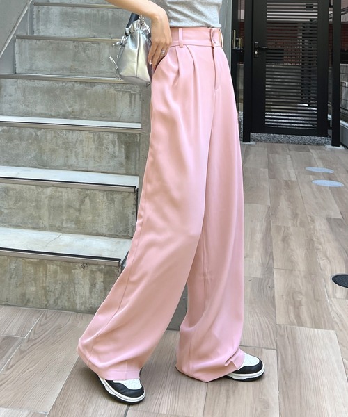 Futier land（フューティアランド）の「ハイウエストダブルボタンスラックス（スラックス・レディース・ピンク/ブルー/ホワイト/ブラック/グレー・LARGE/MEDIUM）」の7枚目の写真