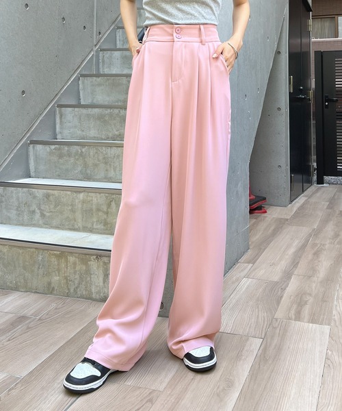 Futier land（フューティアランド）の「ハイウエストダブルボタンスラックス（スラックス・レディース・ピンク/ブルー/ホワイト/ブラック/グレー・LARGE/MEDIUM）」の9枚目の写真