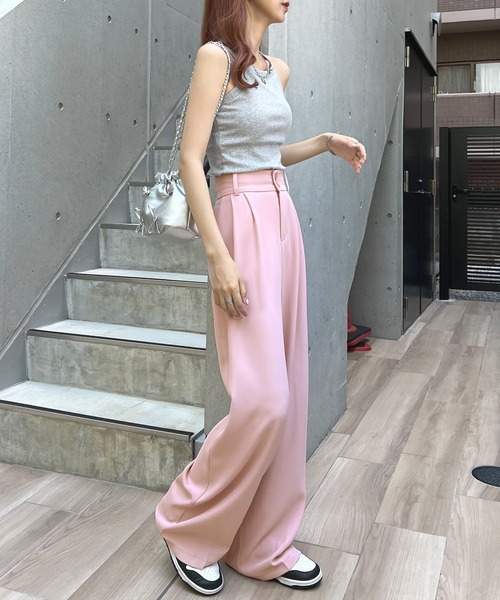 Futier land（フューティアランド）の「ハイウエストダブルボタンスラックス（スラックス・レディース・ピンク/ブルー/ホワイト/ブラック/グレー・LARGE/MEDIUM）」の10枚目の写真