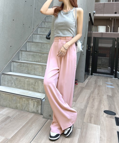 Futier land（フューティアランド）の「ハイウエストダブルボタンスラックス（スラックス・レディース・ピンク/ブルー/ホワイト/ブラック/グレー・LARGE/MEDIUM）」の11枚目の写真