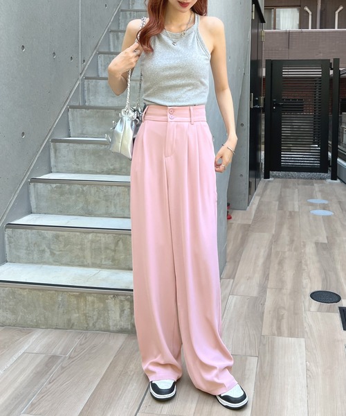 Futier land（フューティアランド）の「ハイウエストダブルボタンスラックス（スラックス・レディース・ピンク/ブルー/ホワイト/ブラック/グレー・LARGE/MEDIUM）」の14枚目の写真