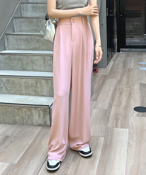 Futier land（フューティアランド）の「ハイウエストダブルボタンスラックス（スラックス・レディース・ピンク/ブルー/ホワイト/ブラック/グレー・LARGE/MEDIUM）」の15枚目の写真