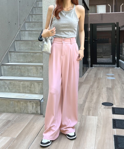 Futier land（フューティアランド）の「ハイウエストダブルボタンスラックス（スラックス・レディース・ピンク/ブルー/ホワイト/ブラック/グレー・LARGE/MEDIUM）」の16枚目の写真