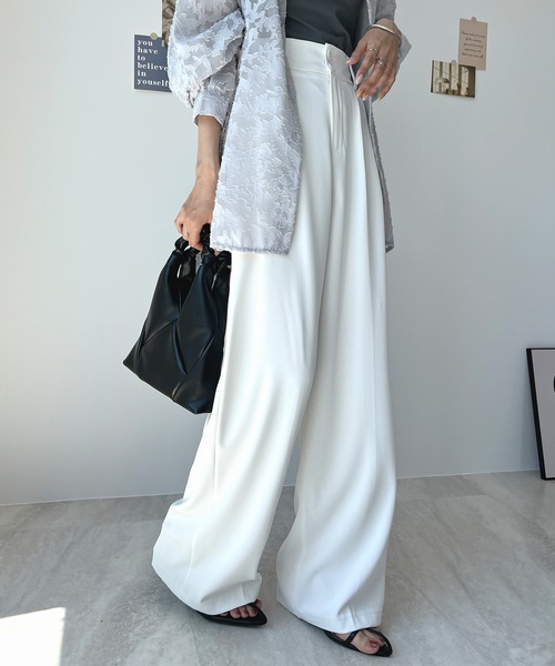 Futier land（フューティアランド）の「ハイウエストダブルボタンスラックス（スラックス・レディース・ピンク/ブルー/ホワイト/ブラック/グレー・LARGE/MEDIUM）」の17枚目の写真