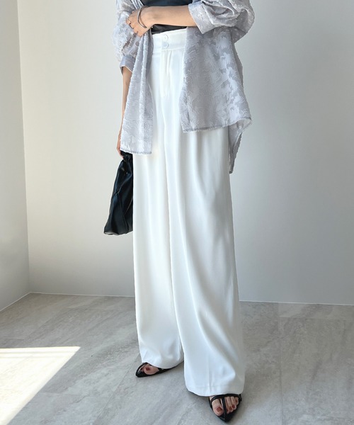 Futier land（フューティアランド）の「ハイウエストダブルボタンスラックス（スラックス・レディース・ピンク/ブルー/ホワイト/ブラック/グレー・LARGE/MEDIUM）」の19枚目の写真