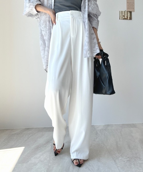 Futier land（フューティアランド）の「ハイウエストダブルボタンスラックス（スラックス・レディース・ピンク/ブルー/ホワイト/ブラック/グレー・LARGE/MEDIUM）」の21枚目の写真