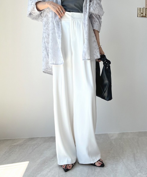 Futier land（フューティアランド）の「ハイウエストダブルボタンスラックス（スラックス・レディース・ピンク/ブルー/ホワイト/ブラック/グレー・LARGE/MEDIUM）」の22枚目の写真