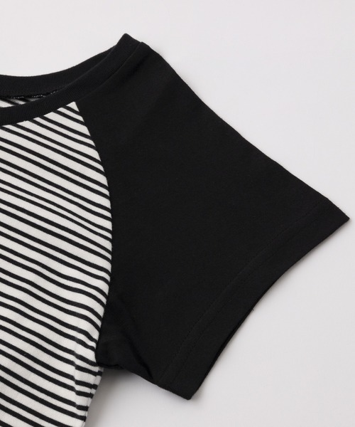 X-girl(エックスガール)の「STRIPED RAGLAN BABY TEE(Tシャツ/カットソー・レディース・ホワイト/ブラウン/ピンク・S/M)」の7枚目の写真