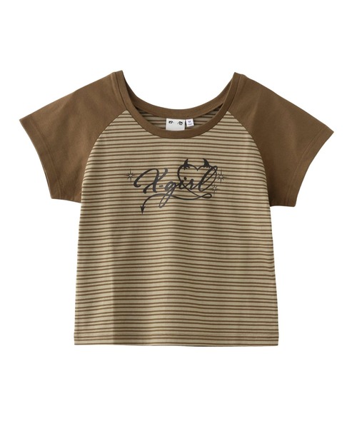 セール】STRIPED RAGLAN BABY TEE（Tシャツ/カットソー）｜X