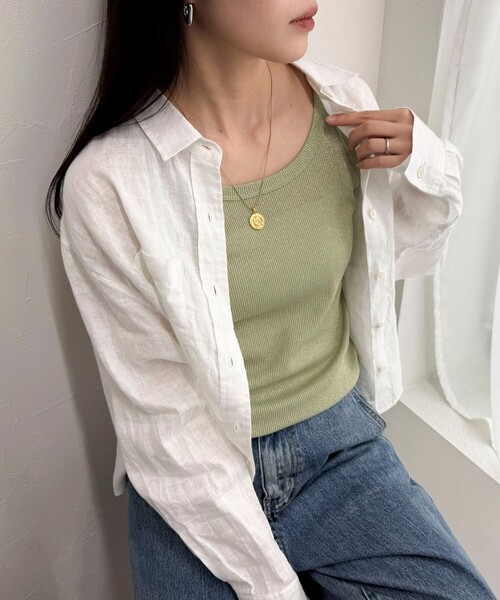 fredy emue（フレディエミュ）の「ラメリブタンクトップ（タンクトップ・レディース・ブラック/オフホワイト/ライトグレー/ミント・38）」の4枚目の写真