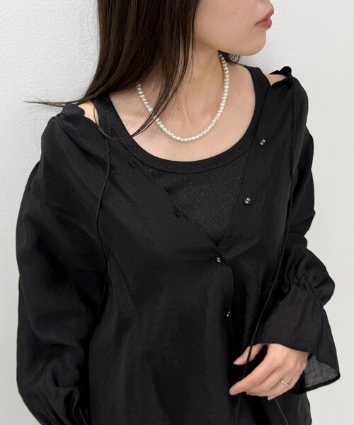 fredy emue（フレディエミュ）の「ラメリブタンクトップ（タンクトップ・レディース・ブラック/オフホワイト/ライトグレー/ミント・38）」の2枚目の写真