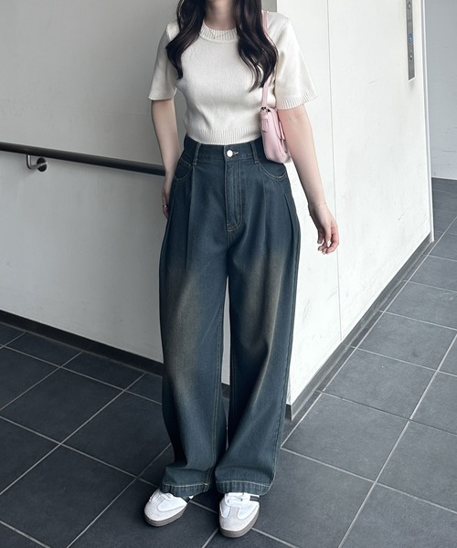 GeeRA(ジーラ)の「【高身長・大きいサイズ対応/4サイズ展開】ハイウエストダブルタックワイドデニムパンツ(デニムパンツ・レディース・ブルー系その他/ブルー/サックスブルー・LARGE/X-LARGE/MEDIUM/SMALL)」の7枚目の写真