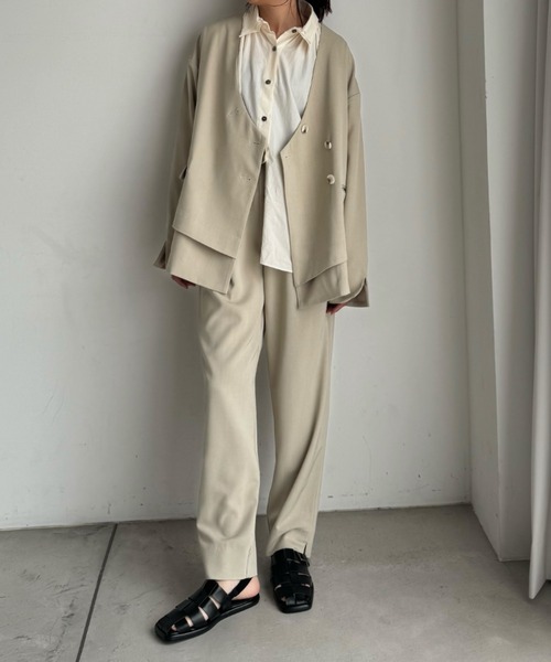 セール】double hem flutter no collar JK（ノーカラージャケット