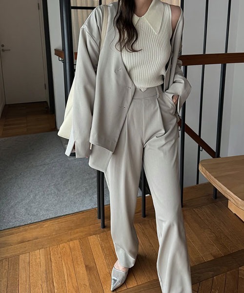 WILLFULLY(ウィルフリー)の「double hem flutter no collar JK(ノーカラージャケット・レディース・ライトグレー系/チャコール/サンドベージュ・FREE)」の6枚目の写真