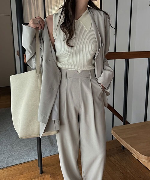 WILLFULLY(ウィルフリー)の「double hem flutter no collar JK(ノーカラージャケット・レディース・ライトグレー系/チャコール/サンドベージュ・FREE)」の7枚目の写真