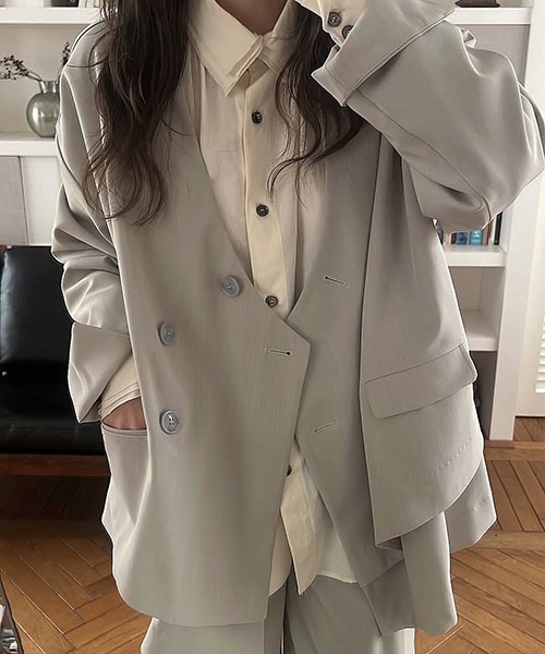 セール】double hem flutter no collar JK（ノーカラージャケット