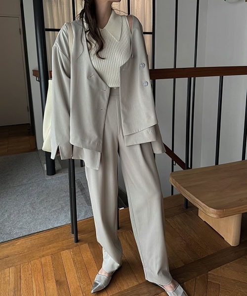セール】double hem flutter no collar JK（ノーカラー