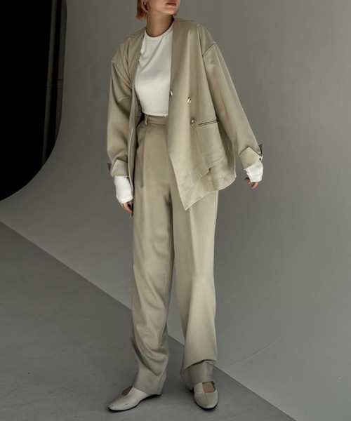 WILLFULLY(ウィルフリー)の「double hem flutter no collar JK(ノーカラージャケット・レディース・ライトグレー系/チャコール/サンドベージュ・FREE)」の21枚目の写真